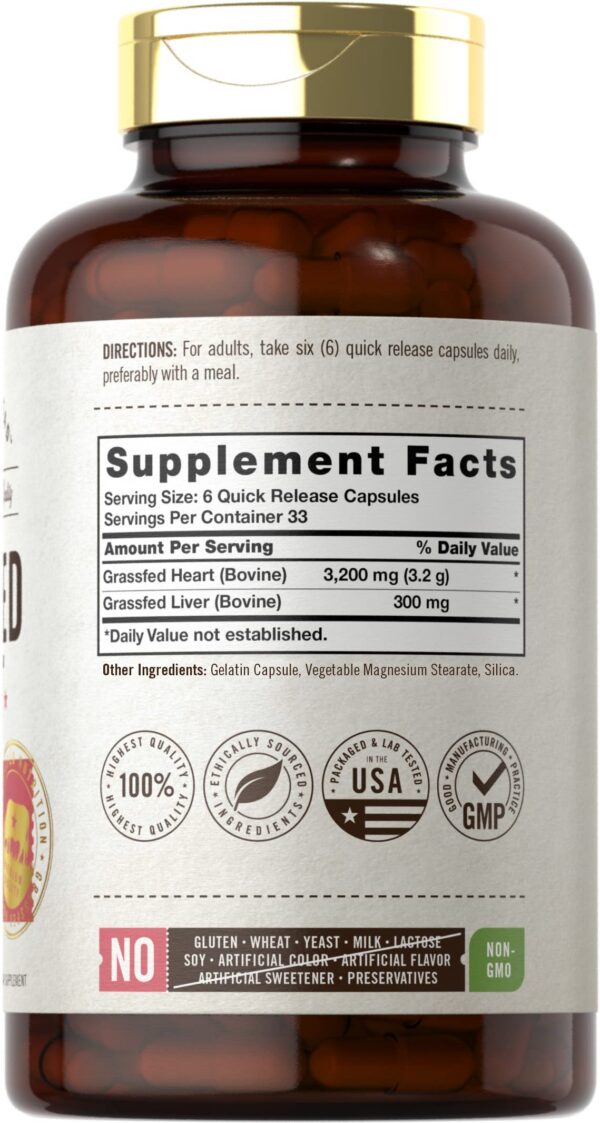 Etiqueta del suplemento Carlyle corazón res pasto