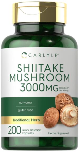 Carlyle extracto shiitake 3000mg 200 cápsulas suplemento natural
