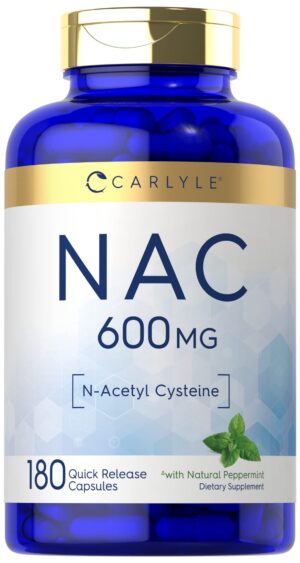 Carlyle NAC NAC N-Acetyl Cysteine 600 mg, cápsulas y menta