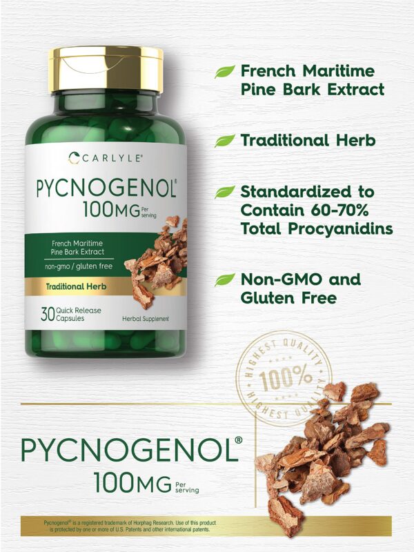 Frasco Pycnogenol Carlyle 100 mg cápsulas