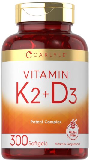 Carlyle suplemento vitamina K2 D3 300 cápsulas blandas frasco