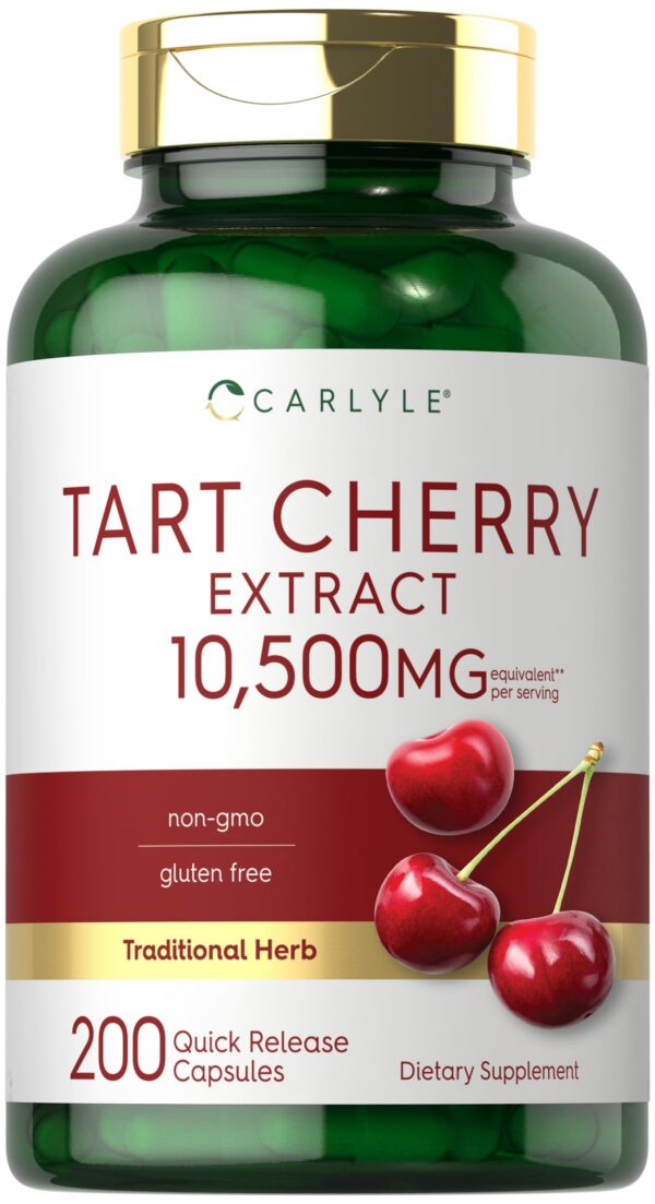 Frasco Carlyle Tart Cherry cápsulas, etiqueta frontal