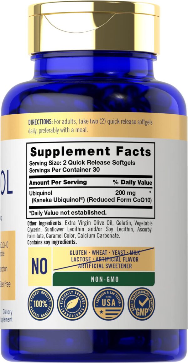 Carlyle Ubiquinol 200 mg etiqueta trasera