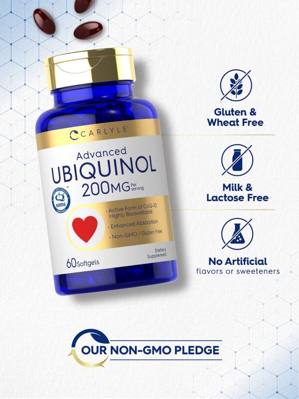 Carlyle Ubiquinol 200 mg frasco y etiqueta