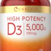 Carlyle vitamina D3 5000 UI 500 cápsulas blandas no GMO