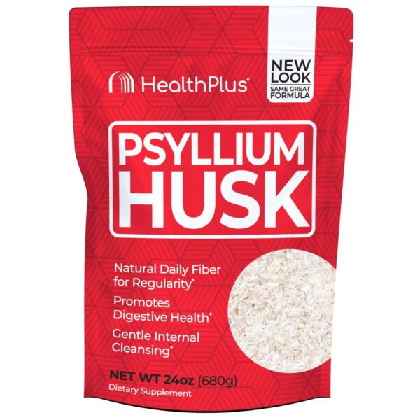Cáscara de psyllium Health Plus envase 24 onzas fibra natural