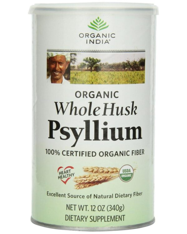 Cáscara de psyllium orgánico India 12 oz bolsa producto natural