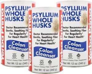 Potente cáscara de psyllium Yerba Prima paquete 3 botellas fibra natural