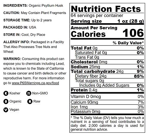 Cáscaras de psilio en polvo Food to Live para cocina