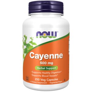 Cayena 500 mg NOW Foods suplemento herbal apoyo digestivo