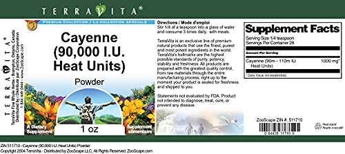 Polvo de cayena 90,000 unidades de calor por TerraVita