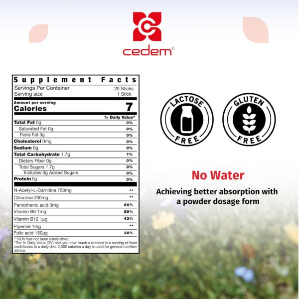 Etiqueta frontal con citicolina y ingredientes