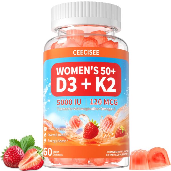 Version 1.0.0 Ceecisee gomitas D3 y K2 para mujeres 50+ frasco frontal