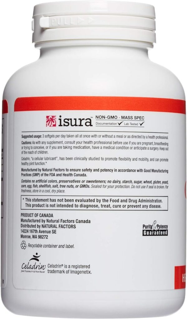 Celadrin Natural Factors envase lateral y detalles