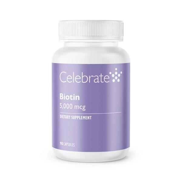 Celebrate biotina 5000 mcg 90 cápsulas suplemento para cabello y piel