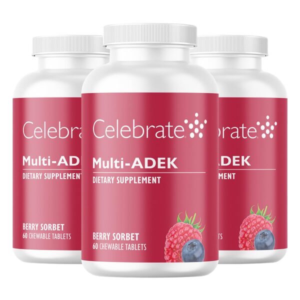Celebrate Vitamins multivitamínico masticable ADEK caja frontal