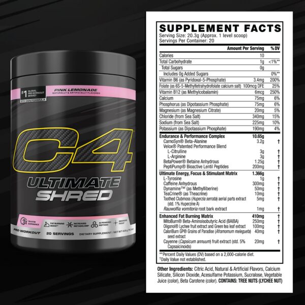 Detalle de ingredientes en C4 Ultimate Shred