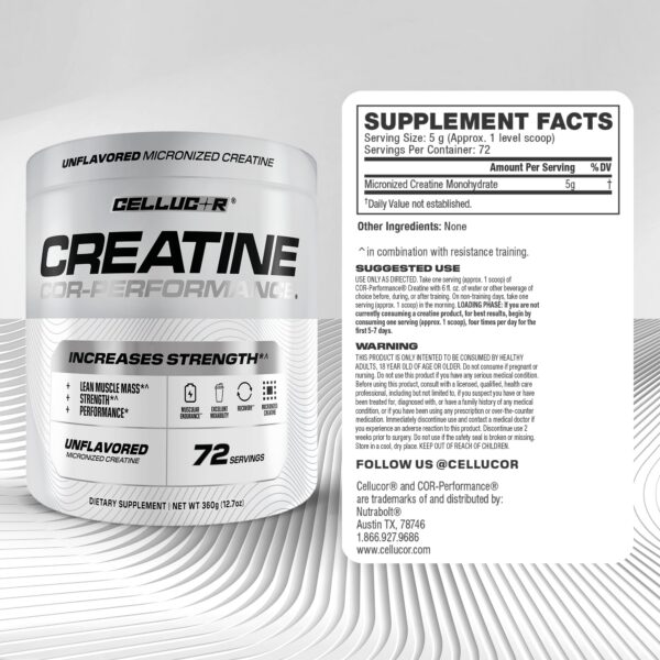 Etiqueta del producto Cellucor Creatine Monohydrate