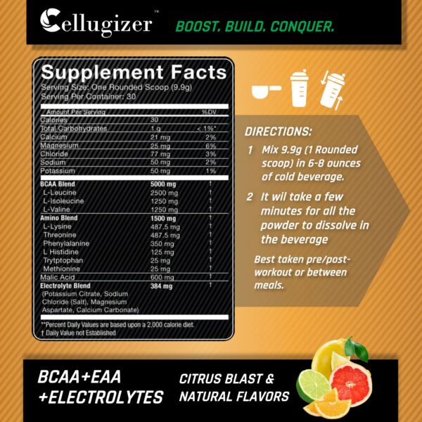 Cellugizer BCAA EAA polvo con porcion de medida