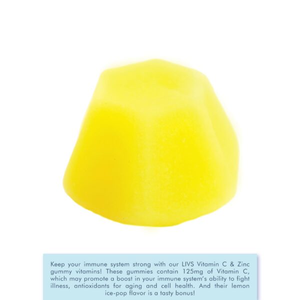 Cerca de gomitas vitamina C y zinc LIVS sabor limón