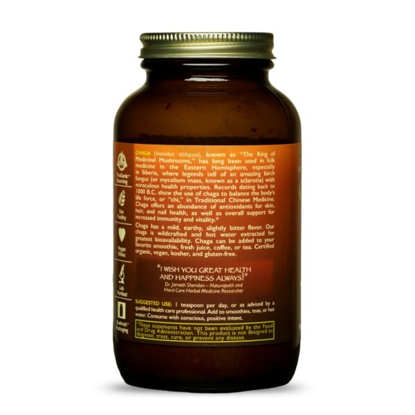 Certificaciones orgánico vegano kosher y libre de gluten chaga