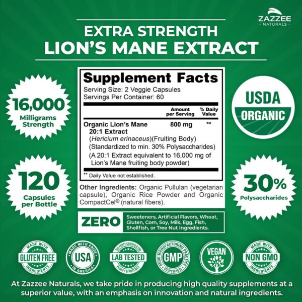 Certificado USDA Extracto Lion's Mane 20:1 orgánico