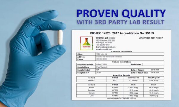 Etiqueta del producto CGMLABS Vitamina C 1000 mg