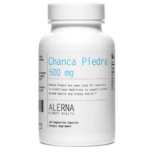 Frasco de Chanca Piedra 500 mg con cápsulas vegetales para salud renal