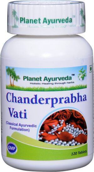 Chanderprabha Vati envase y tabletas Planet Ayurveda
