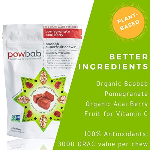Chicles antioxidantes powbab baobab con acai y granada 30 piezas
