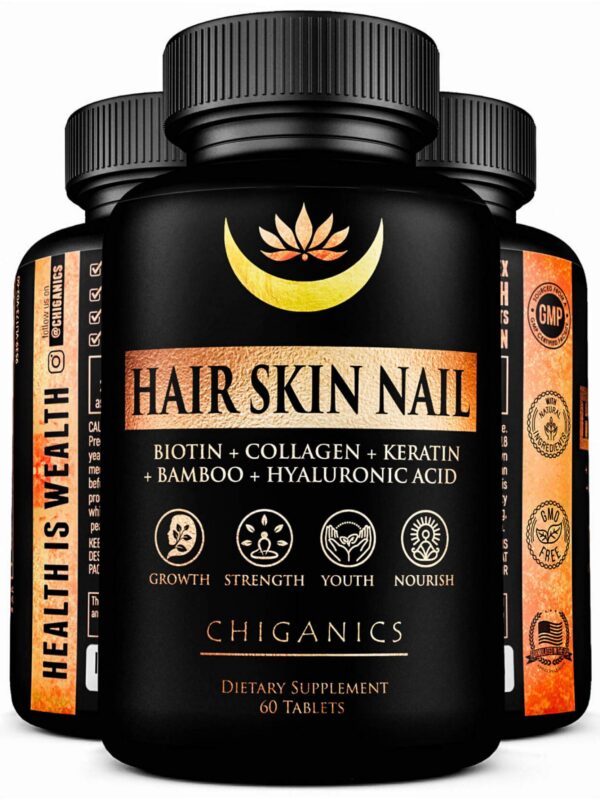 Chiganics vitaminas para cabello piel uñas con biotina 5000mcg frasco