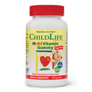 Botella Childlife Essentials gomitas vitamínicas sin azúcar para niños sabor fresa
