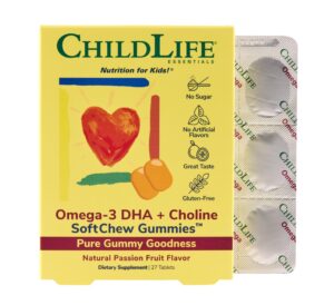 Frente de la caja CHILDLIFE ESSENTIALS Omega-3 DHA + Colina