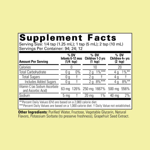 Detalle del suplemento vitamina C líquida ChildLife Essentials