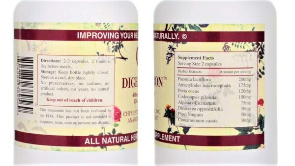 Etiqueta del Digestron Chi's Enterprise