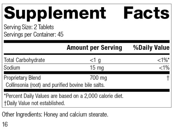 Cholacol Standard Process suplemento sin gluten para vesícula