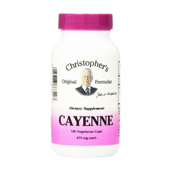 Version 1.0.0 Christopher's Original fórmula cayena suplemento 100 cápsulas envase