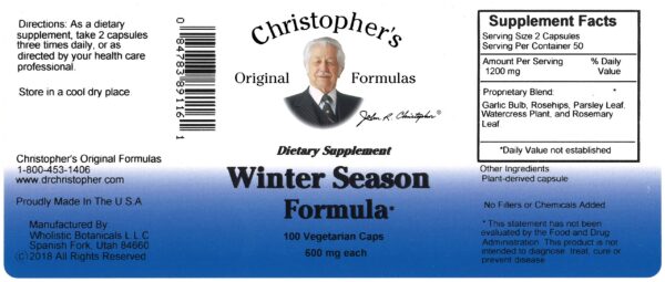 Version 1.0.0 Christopher's Original Formulas Invierno etiqueta