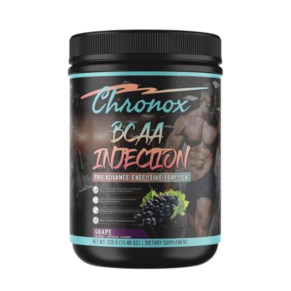 Frasco Chronox BCAA aminoacidos sabor uva frontal