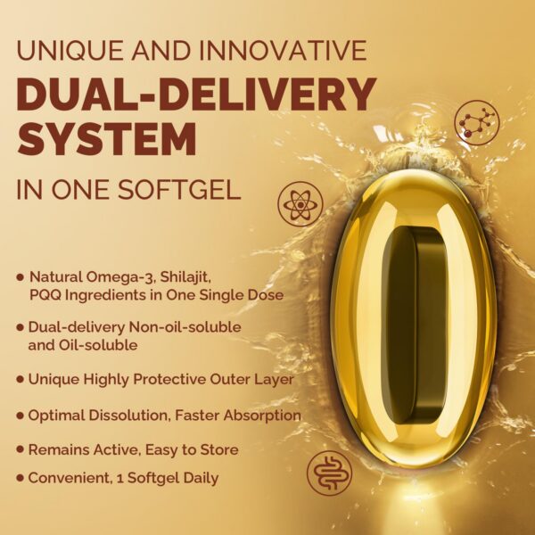 Softgels de CoQ10 con Omega-3 y Shilajit