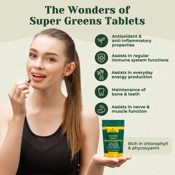 Cierre superior paquete tabletas Biogenesis SuperGreens Plus