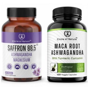 Frente del envase Circle of Nature Azafrán y Maca