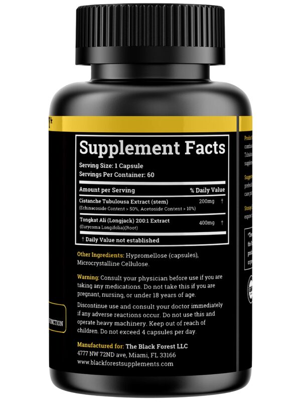 Cistanche Tubulosa 200mg y Tongkat Ali 400mg Black Forest