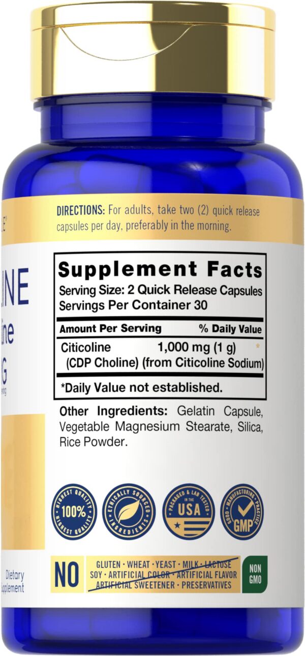 Cápsulas Citicoline CDP Choline 1000 mg de porción