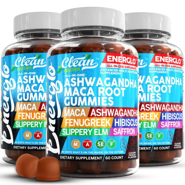 Version 1.0.0 Clean Nutra gomitas de Ashwagandha y Maca sabor durazno