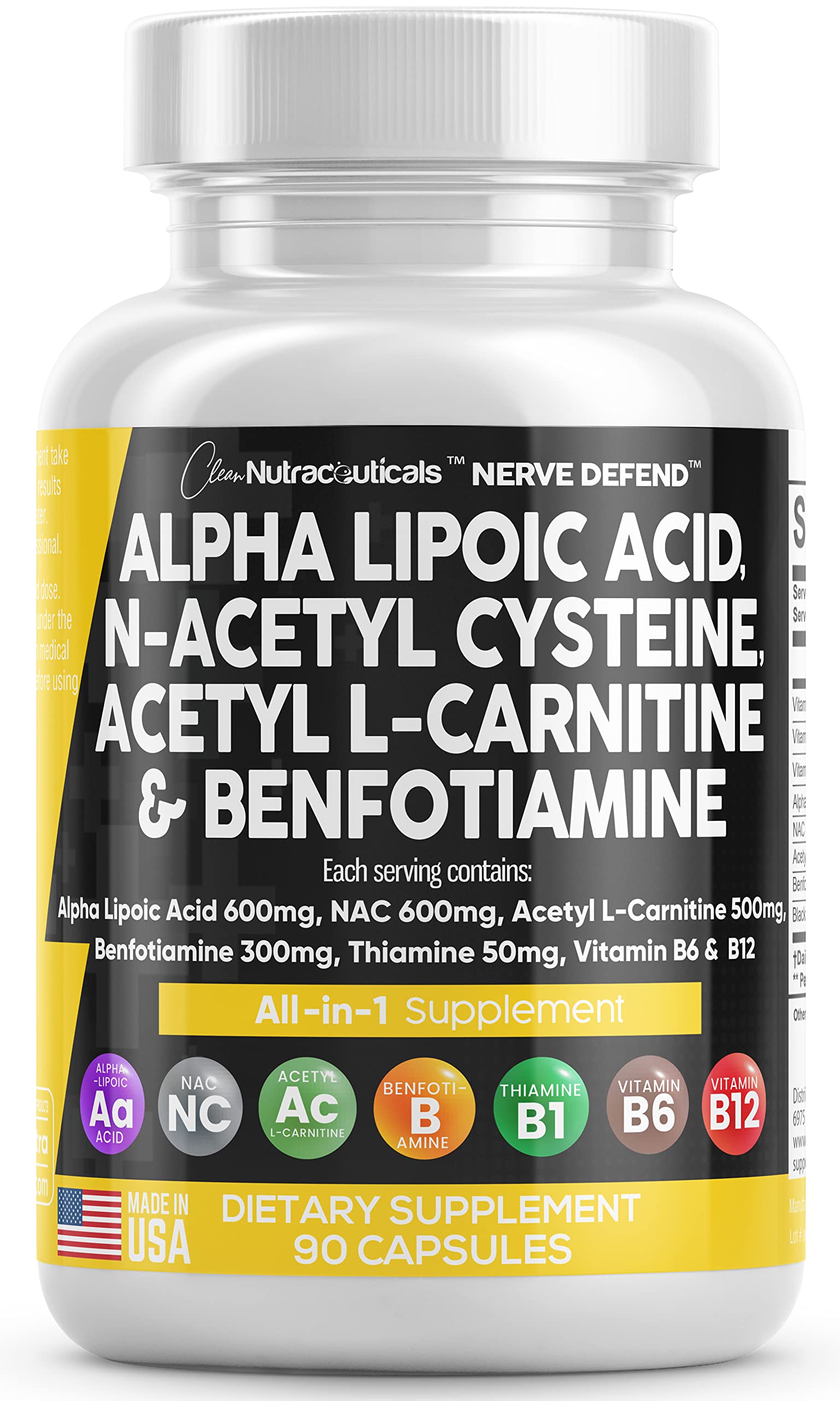 Clean Nutraceuticals ALA NAC L-Carnitine Benfotiamine