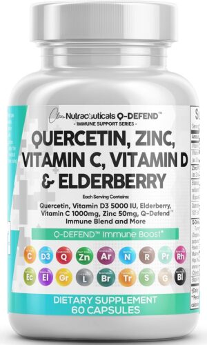 Clean Nutraceuticals Q-Defend suplemento con quercetina y vitaminas 60 cápsulas