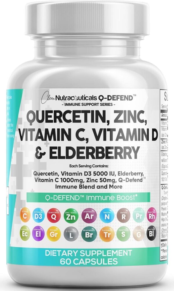 Clean Nutraceuticals Q-Defend suplemento con quercetina y vitaminas 60 cápsulas