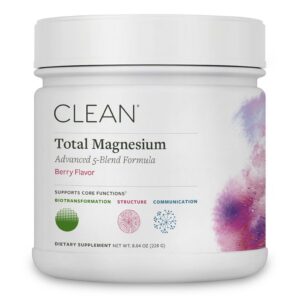 Frontal del frasco de Clean Total Magnesium Berry