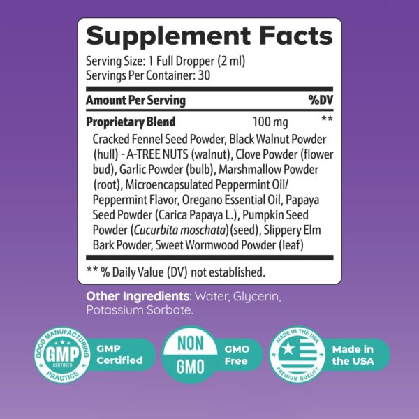 Etiqueta de Cleanest Body con ingredientes y certificación USA